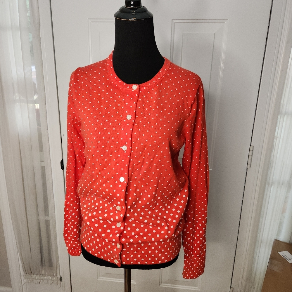 Women's Lands' End Polka Dot Cardigan Size Small 6-8